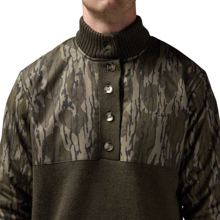 Waxed Canvas Sweater in Mossy Oak Original Bottomland, on model #mossy_oak_original_bottomland