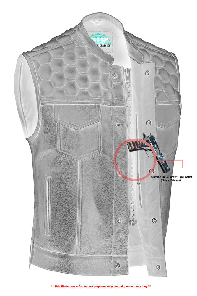 Whiskey Men's Motorcycle Leather Vest - Black