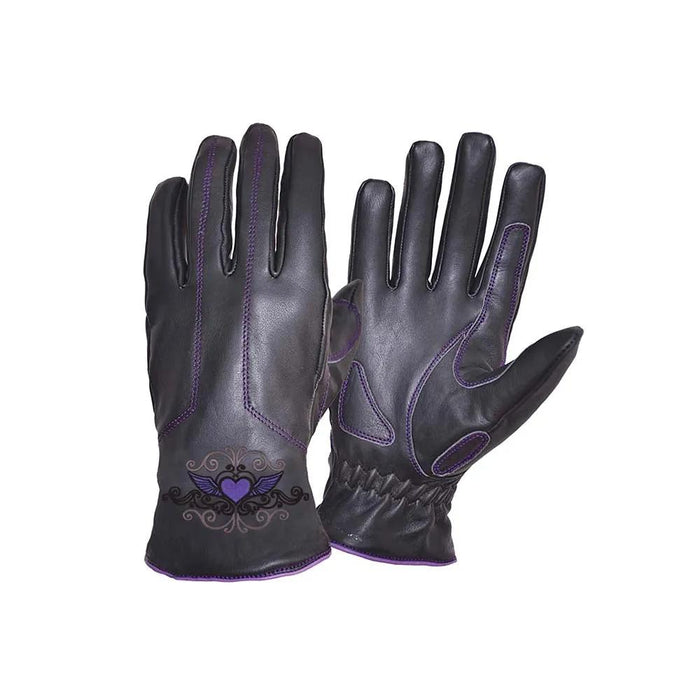Winged Heart - Women's Leather Motorcycle Gloves