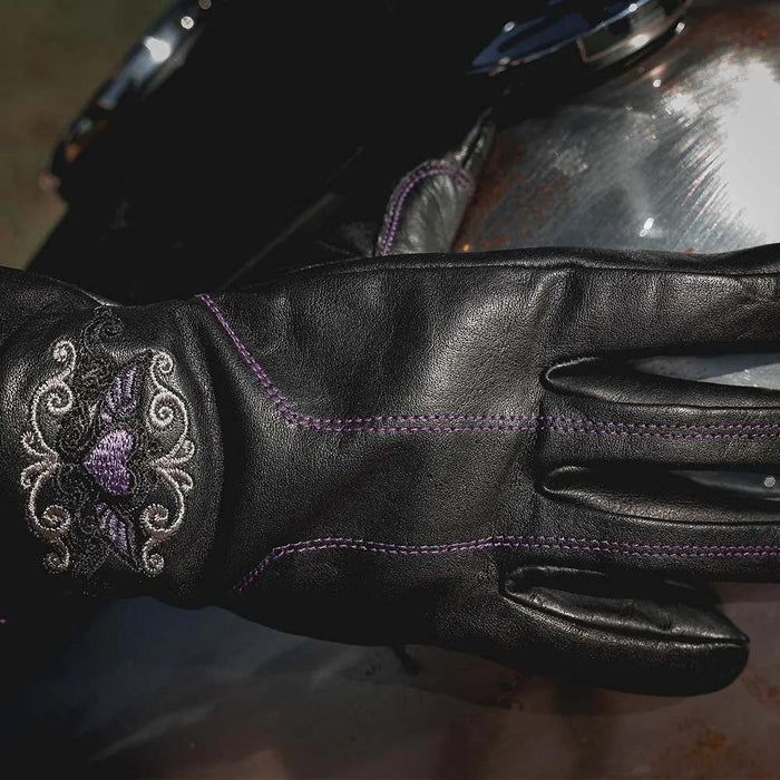 Winged Heart - Women's Leather Motorcycle Gloves