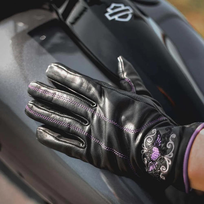 Winged Heart - Women's Leather Motorcycle Gloves