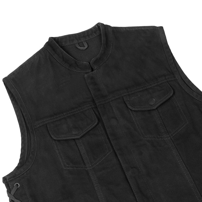 Women's Advance Side Laces Black Construction Denim Vest