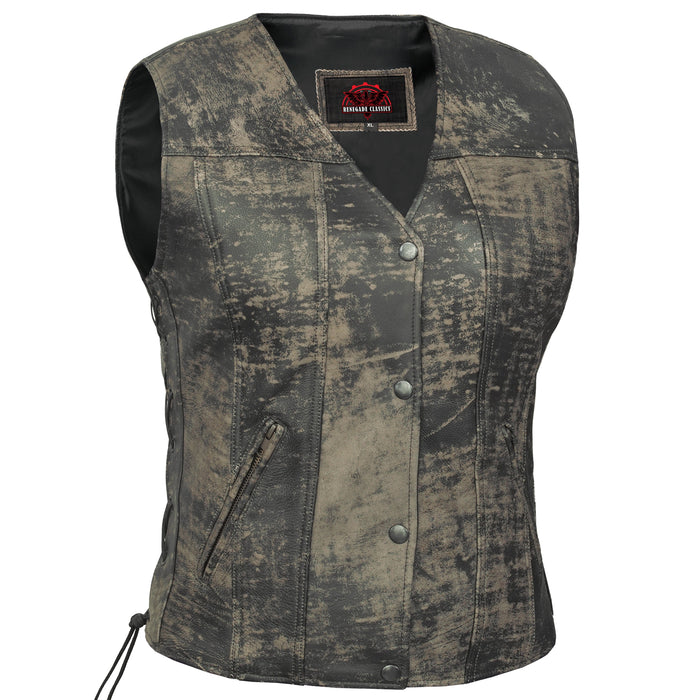 Women's Antique Brown Single Back Panel Concealed Carry Vest