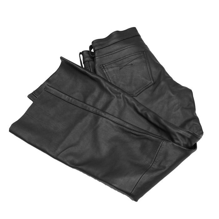 Women's Classic 5 Pocket Black Casual Motorcycle Leather Pants