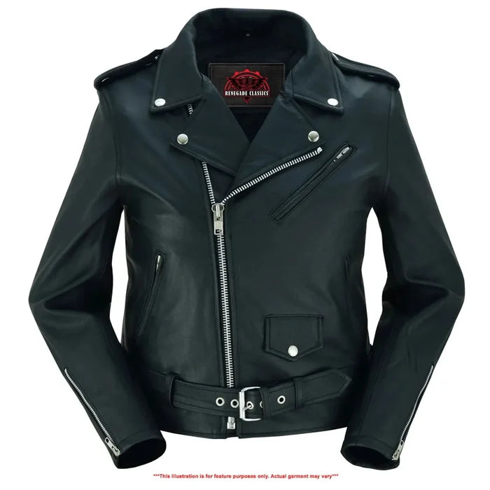 Women's Classic Plain Side Fitted M/C Style Jacket