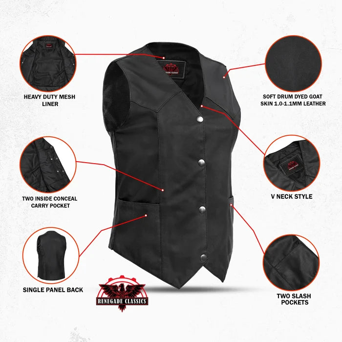 Women's Classic Plain Side Vest