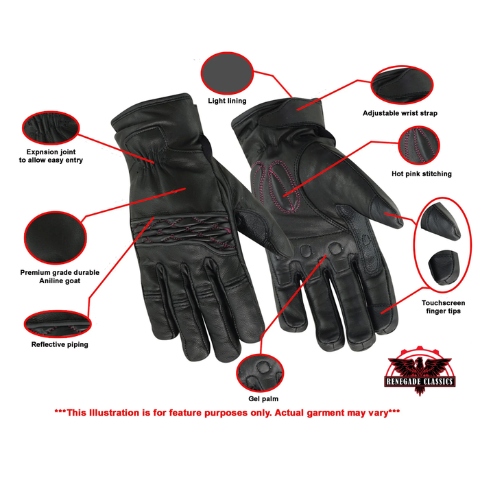 Women's Cruiser Glove  (Black/Pink)