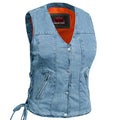 Women's Single Back Panel Concealed Carry Denim Vest - Blue