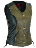 Women's Stylish Longer Body 3/4 Vest - Side Laces - Two T