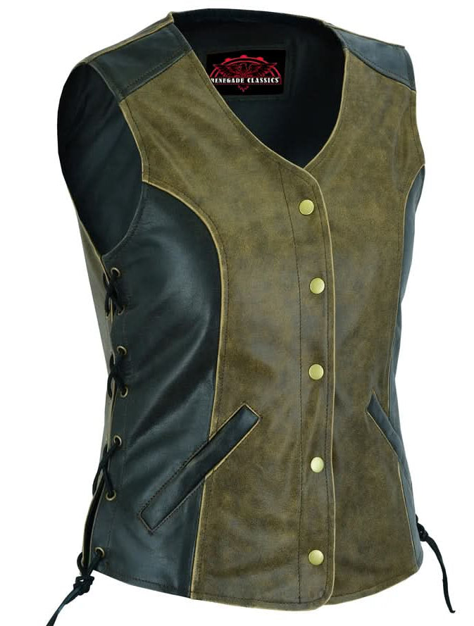 Women's Stylish Longer Body 3/4 Vest - Side Laces - Two T