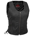 Women's Stylish Open Neck Side Lace Zipper Front Vest