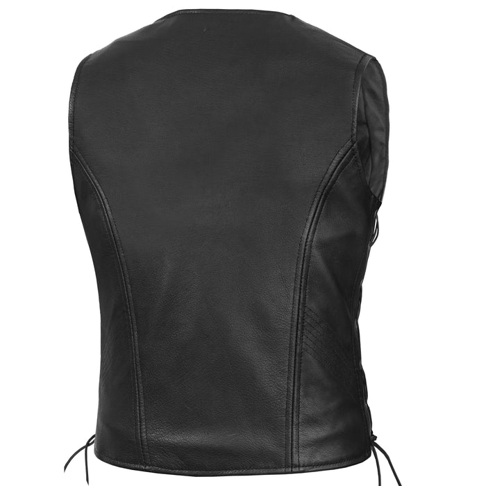 Women's Stylish Open Neck Side Lace Zipper Front Vest