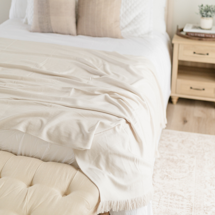 Birch Bamboo Woven Fringe Blanket #color_birch