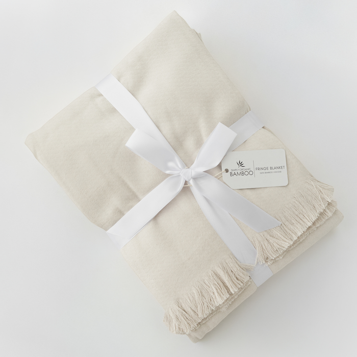 Birch Bamboo Woven Fringe Blanket #color_birch