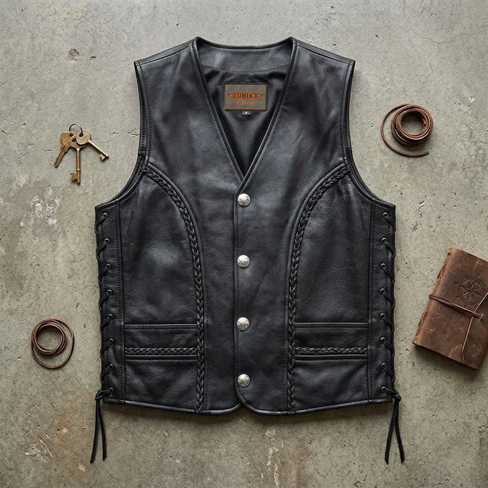 Wrangler - Men's Ultra Leather Motorcycle Vest